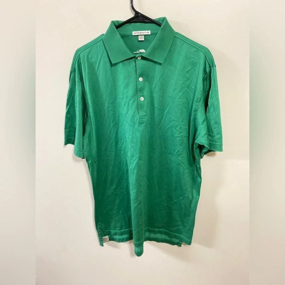 PETER MILLAR Men’s Green Polo Shirt 100% Cotton Size M - Picture 1 of 10
